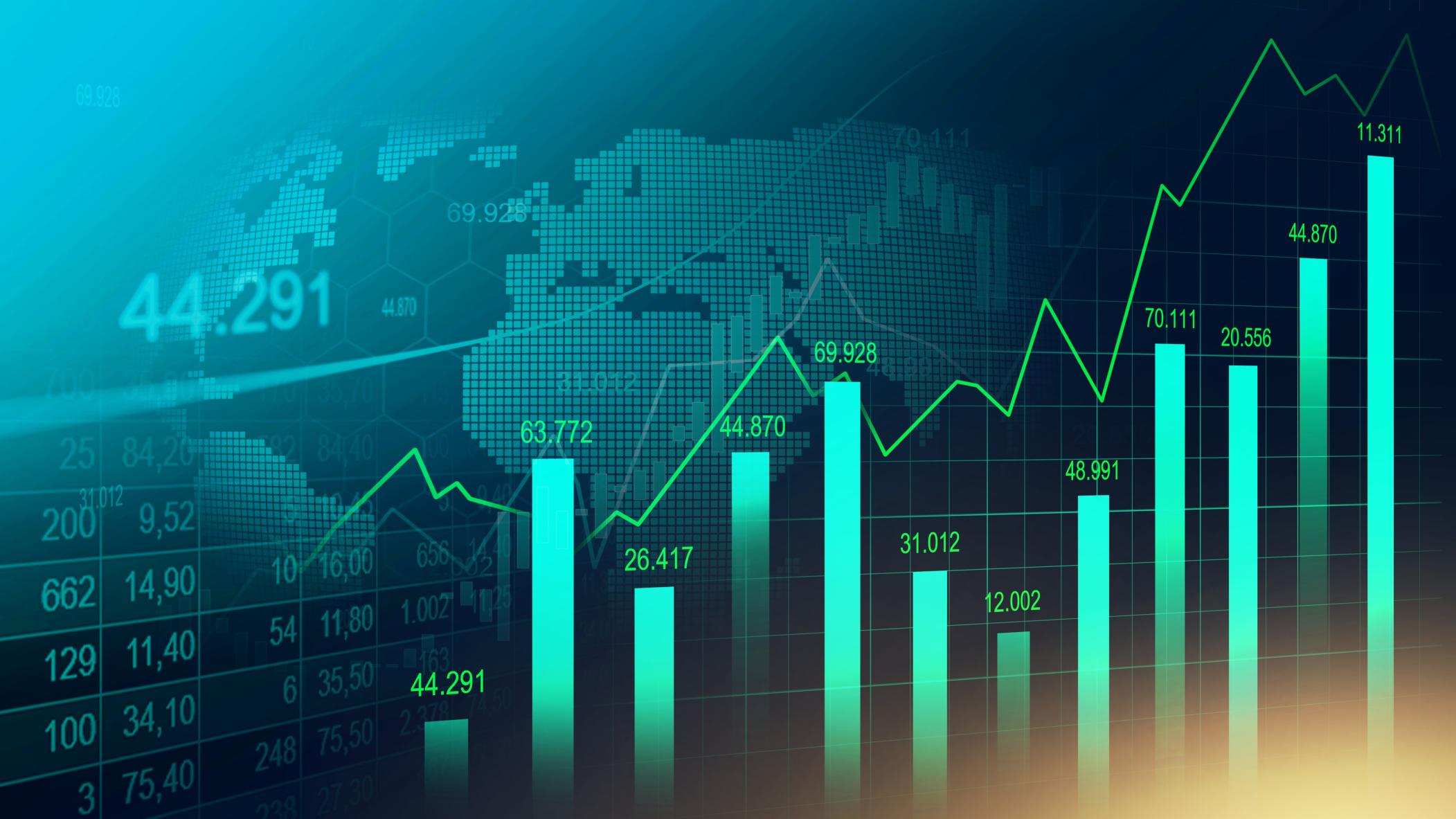 Stock market or forex trading graph